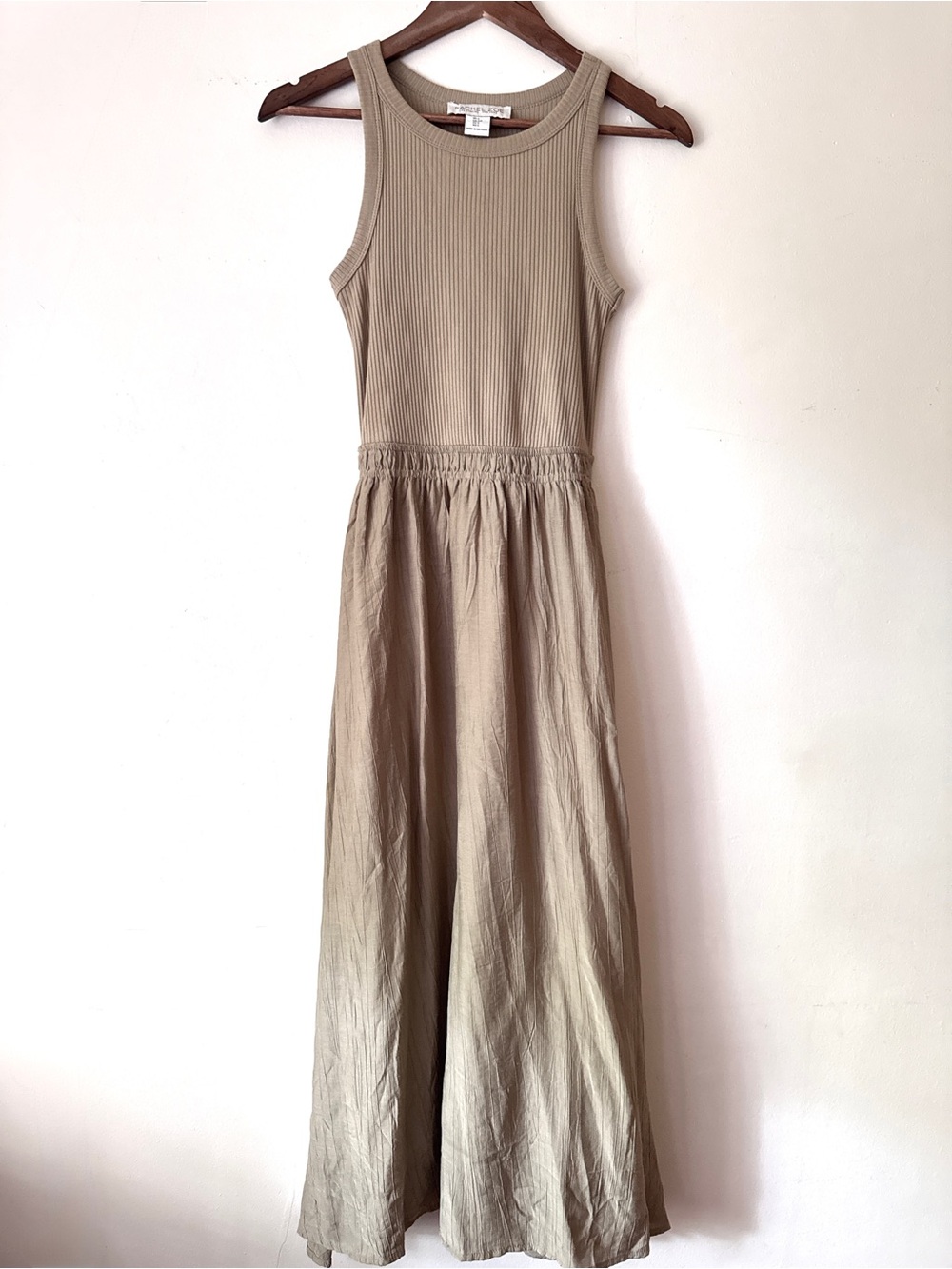 Rachel Zoe Olive Green Ribbed Tank & Flowing Midi Skirt Dress - Size S - Picture 2 of 6